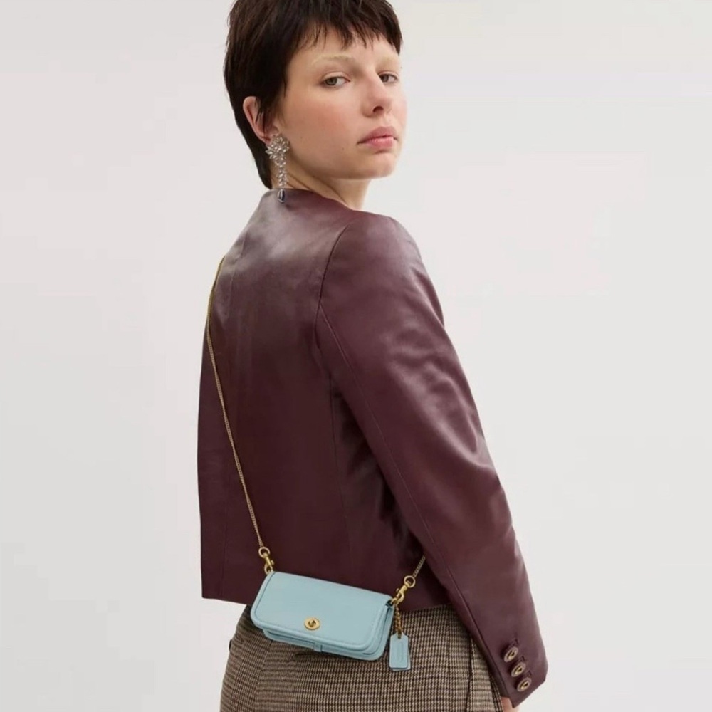 Coach Mini Dinky 14 - Light Blue Leather Crossbody with Gold Hardware - Picture 3 of 15